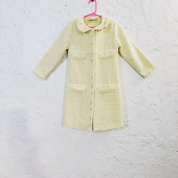 Biscotti Collezioni yellow blend tweed fashipn toddler coat size 6 - Picture 5 of 16